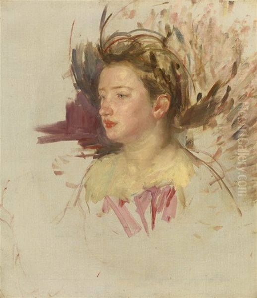 Sketch Of Antoinette (no. 2) (study Of A Head) Oil Painting by Mary Cassatt