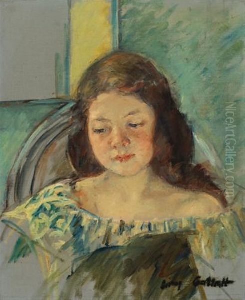 Study For Francoise In A Round-backed Chair, Reading (devant La Fenetre; Filette Dans Une Fauteuil Devant Un Fenetre; Filette Dans Un Fauteuil) Oil Painting by Mary Cassatt