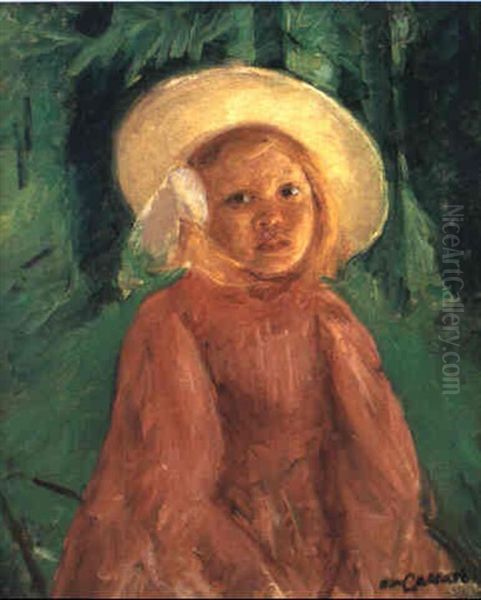 Fillette En Robe Groisaille Oil Painting by Mary Cassatt