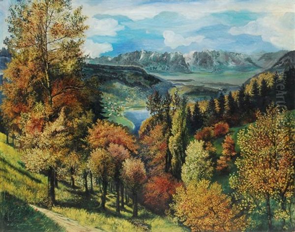 Herbstliche Landschaft Oil Painting by Pol (Paul) Cassel