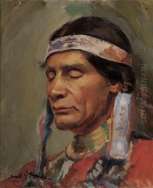 Native American Oil Painting by Gerald Cassidy