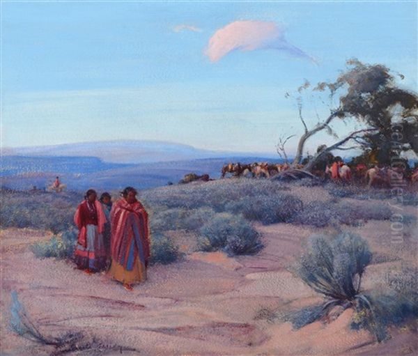 Blue Mesa, Navajo Healing Sing Oil Painting by Gerald Cassidy