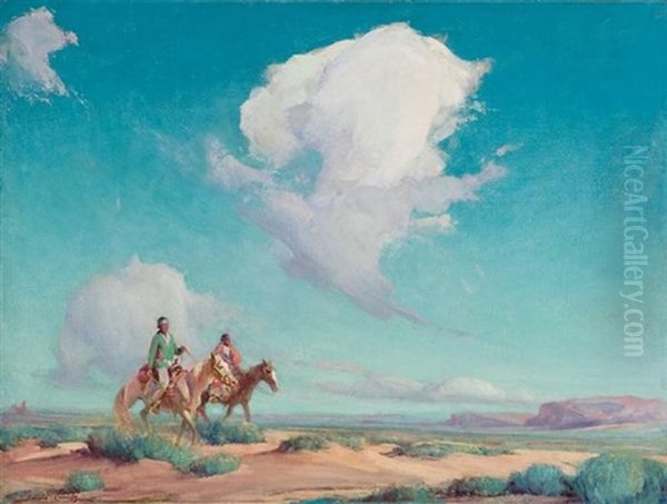 Navajo Travelers Oil Painting by Gerald Cassidy