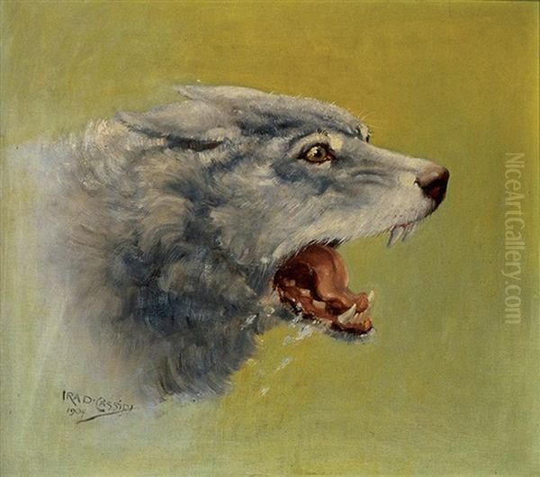 Wolf Oil Painting by Gerald Cassidy