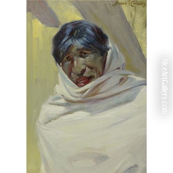 Taos Man Oil Painting by Gerald Cassidy