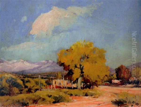 New Mexico Landscape With Adobe House Oil Painting by Gerald Cassidy