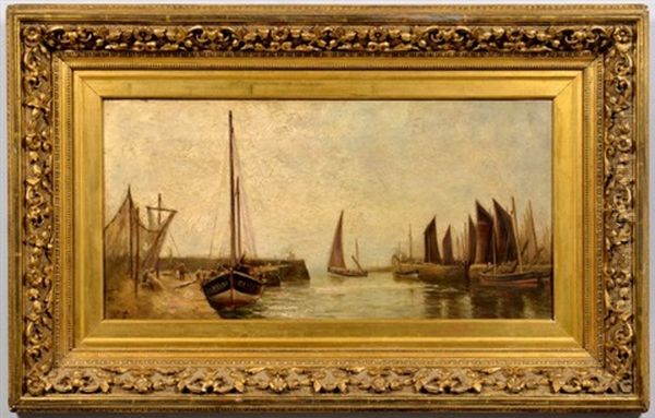 Harbor Scene Oil Painting by James Cassie