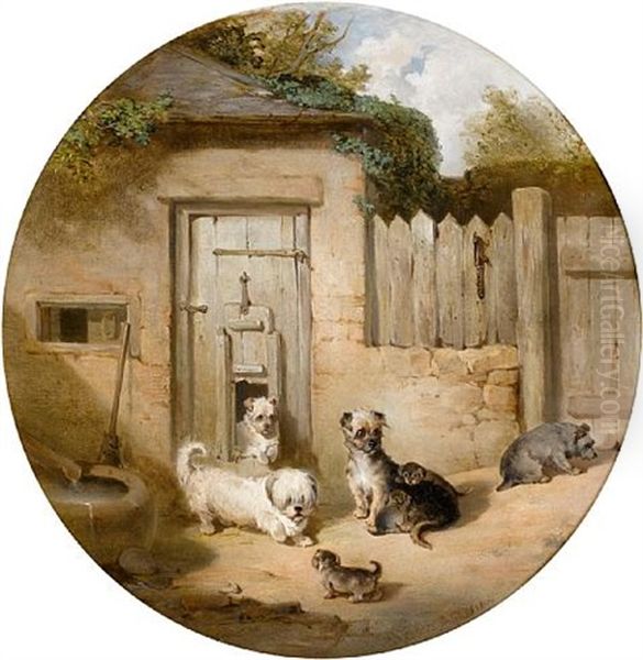 Dogs Belonging To The Duchess Of Richmond & Gordon (+ Head Study, Verso) Oil Painting by James Cassie