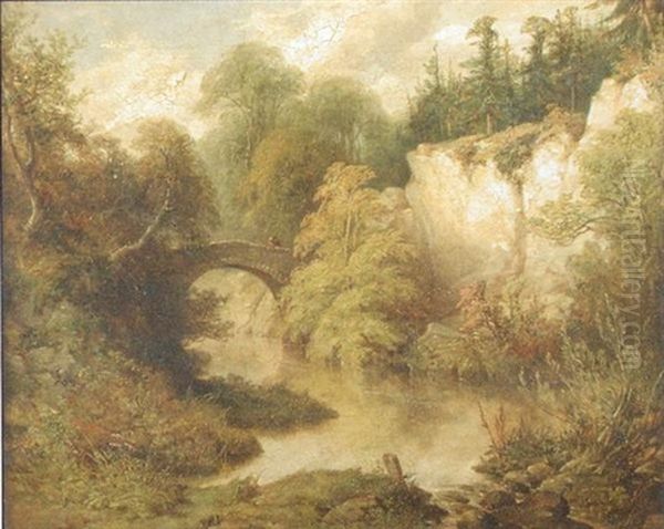 The Cutler Burn At Petercultur, Aberdeenshire Oil Painting by James Cassie