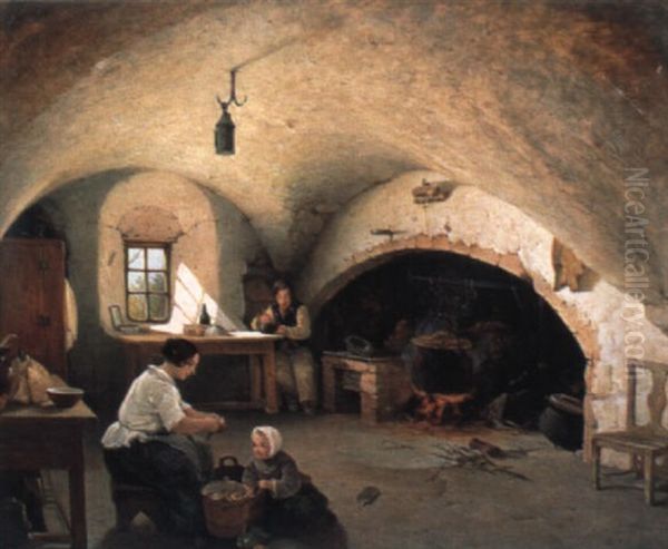 The Kitchen Of Barra Castle, Aberdeenshire by James Cassie