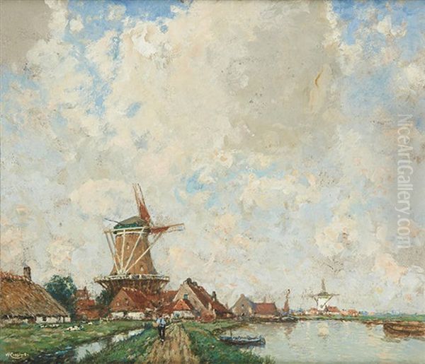 Promeneurs Sous Le Moulin Oil Painting by Hendrick Cassiers