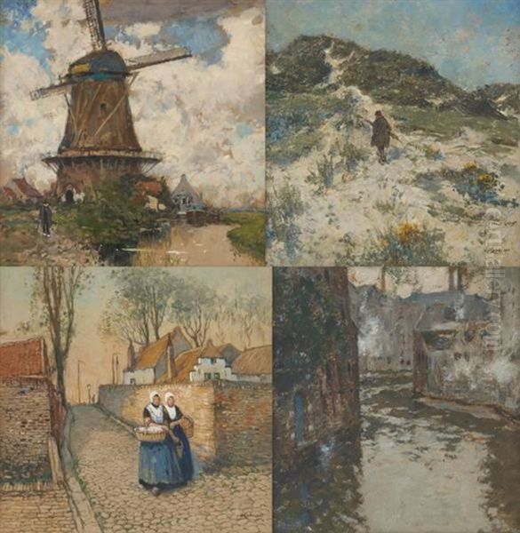 Vue De Hollande (+ 3 Others; 4 Works) Oil Painting by Hendrick Cassiers