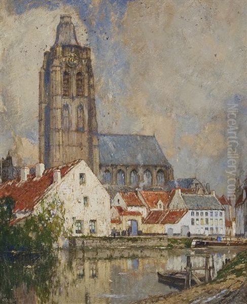 At The Church Of Dordrecht Oil Painting by Hendrick Cassiers