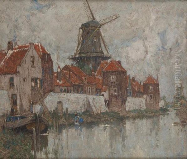 Lavandieres Sous Le Moulin Oil Painting by Hendrick Cassiers