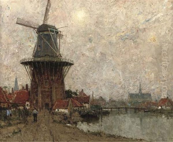 Fortress Mill De Adriaan, Haarlem Oil Painting by Hendrick Cassiers