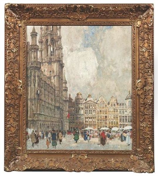 Blick Auf Die Grande Place In Brussel Oil Painting by Hendrick Cassiers