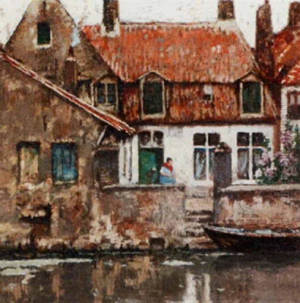 Quay In Gent Oil Painting by Hendrick Cassiers