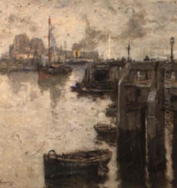 A Quiet Port Oil Painting by Hendrick Cassiers