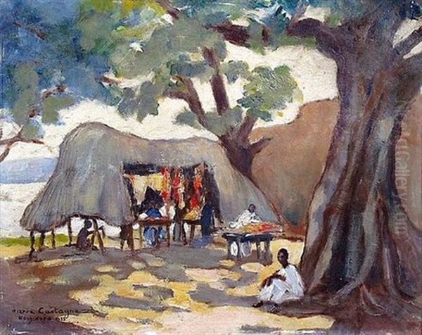 Koulikoro, Boucherie Indigene Oil Painting by Pierre Castagnez