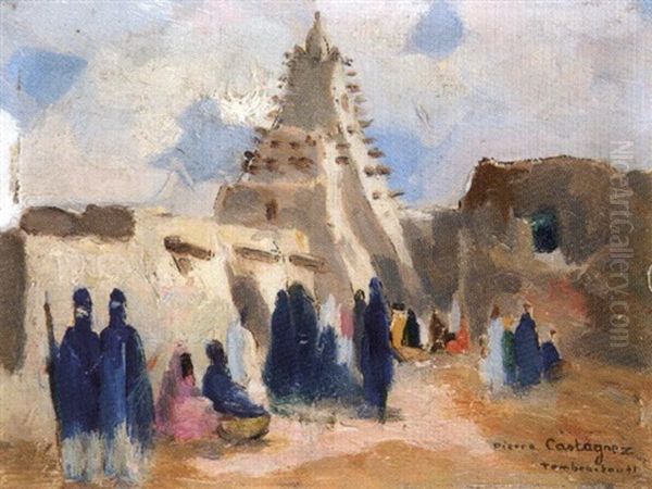 La Mosquee De Sankore A Tombouctou Oil Painting by Pierre Castagnez