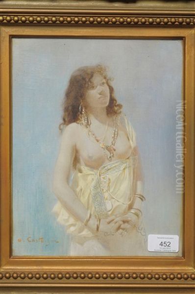 Semi-draped Eastern Girl Oil Painting by Jean Andre Castaigne