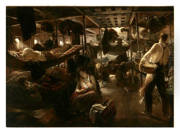 Underdeck, Voyage To America Oil Painting by Jean Andre Castaigne