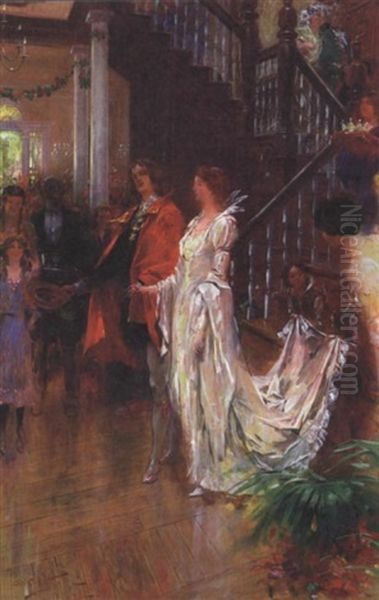 Virginia Colonial Ball Scene Oil Painting by Jean Andre Castaigne