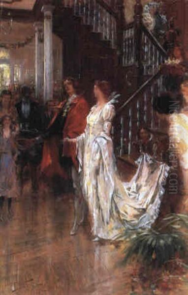 Virginia Colonial Ball Scene Oil Painting by Jean Andre Castaigne