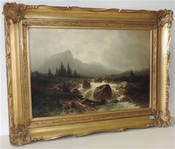 Gebirgslandschaft Mit Wildbach Oil Painting by Gustave Castan