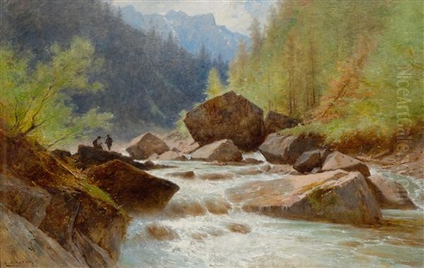 The Schmadribach Stream Oil Painting by Gustave Castan