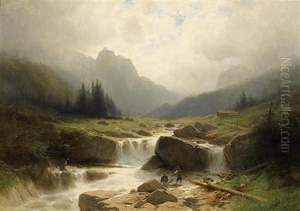 Rosenlaubach, Schwarzwaldalp Oil Painting by Gustave Castan