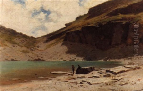 Bergsee Oil Painting by Gustave Castan