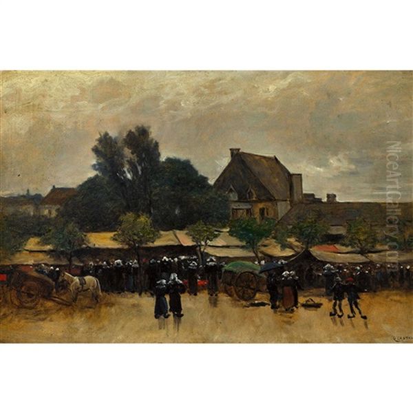 Bauernmarkt Oil Painting by Gustave Eugene Castan