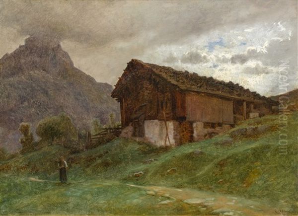 Paysage De Montagne Oil Painting by Gustave Eugene Castan