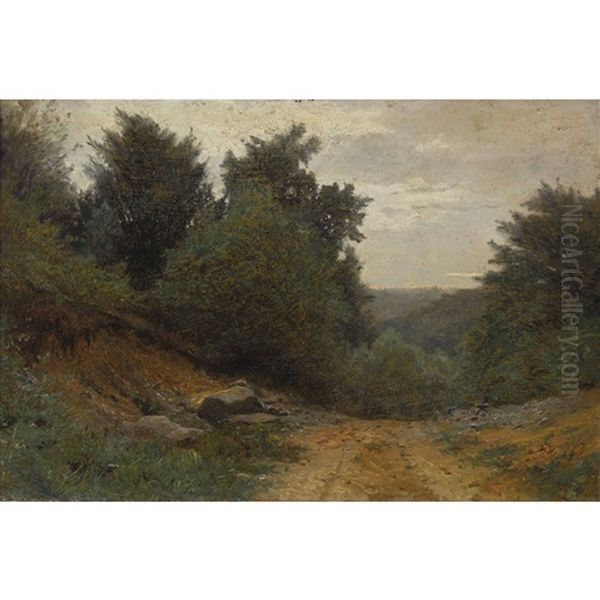 Der Waldweg Oil Painting by Gustave Eugene Castan