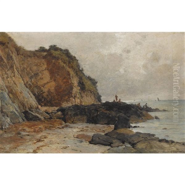 A Concarneau Oil Painting by Gustave Eugene Castan