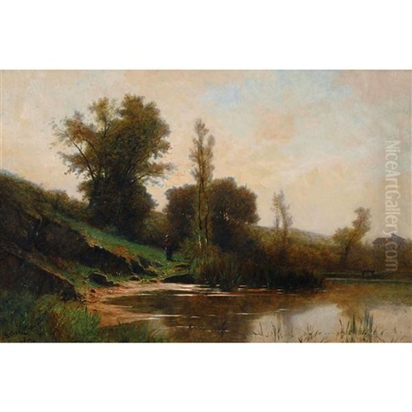 A Morestel, Dauphine Oil Painting by Gustave Eugene Castan