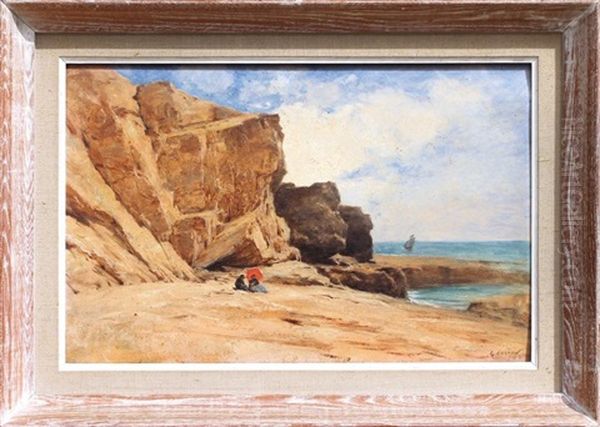 Couple Au Pied Des Falaises Oil Painting by Gustave Eugene Castan