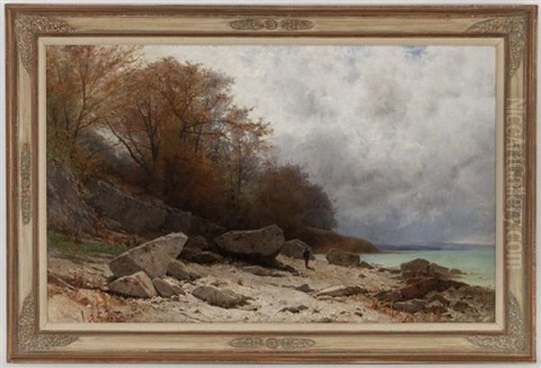 Les Saars Pres De Neuchatel Oil Painting by Gustave Eugene Castan