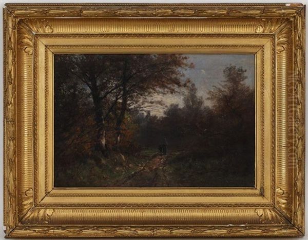 Femme Et Enfant Dans La Foret Oil Painting by Gustave Eugene Castan