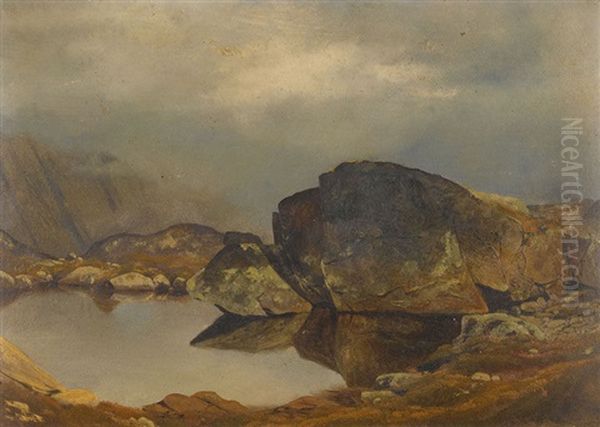 Kleiner Bergsee Mit Felsblocken Oil Painting by Gustave Eugene Castan