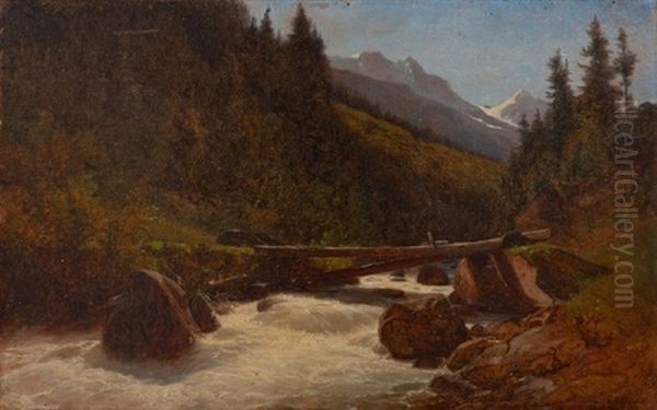 Riviere De Montagne Oil Painting by Gustave Eugene Castan