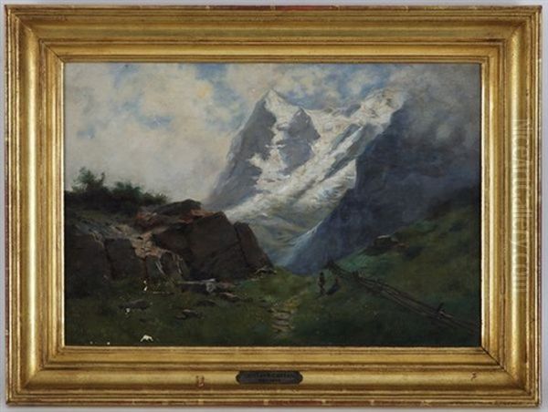 Lac De Montagne, Paysage Anime Oil Painting by Gustave Eugene Castan