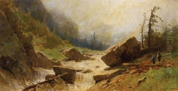 Torrent En Montagne Oil Painting by Gustave Eugene Castan