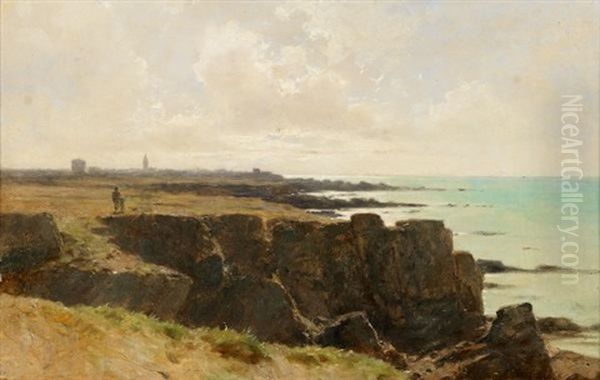 Promenade Le Long Des Falaises Oil Painting by Gustave Eugene Castan