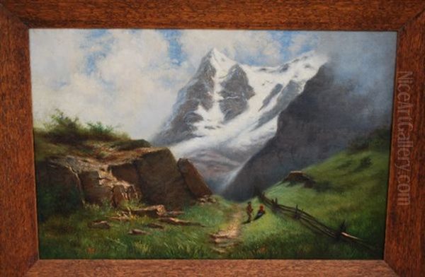 Eiger Von Murren Oil Painting by Gustave Eugene Castan