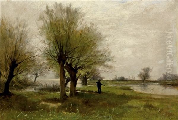 Entenjager Im Sumpf Oil Painting by Gustave Eugene Castan