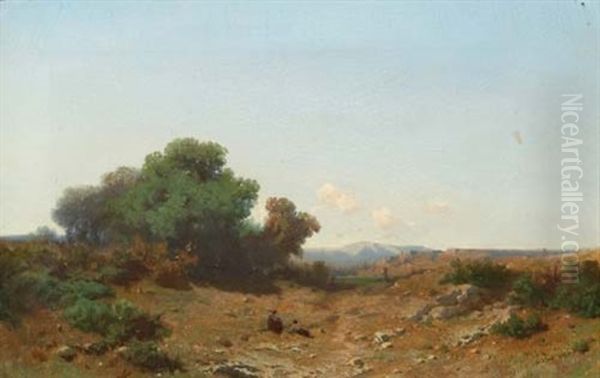 Landschaft Im Hochplateau Oil Painting by Gustave Eugene Castan