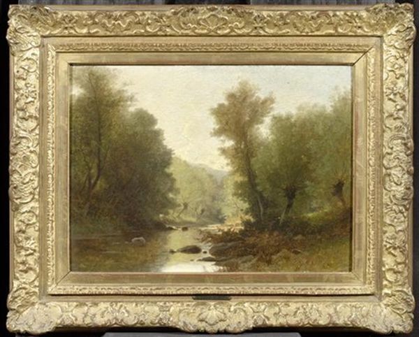 Fluss Mit Wald Oil Painting by Gustave Eugene Castan