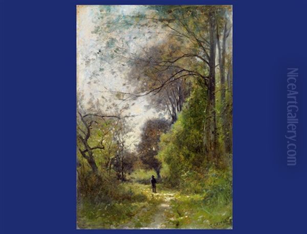 Sous Bois A Granges Canal Oil Painting by Gustave Eugene Castan